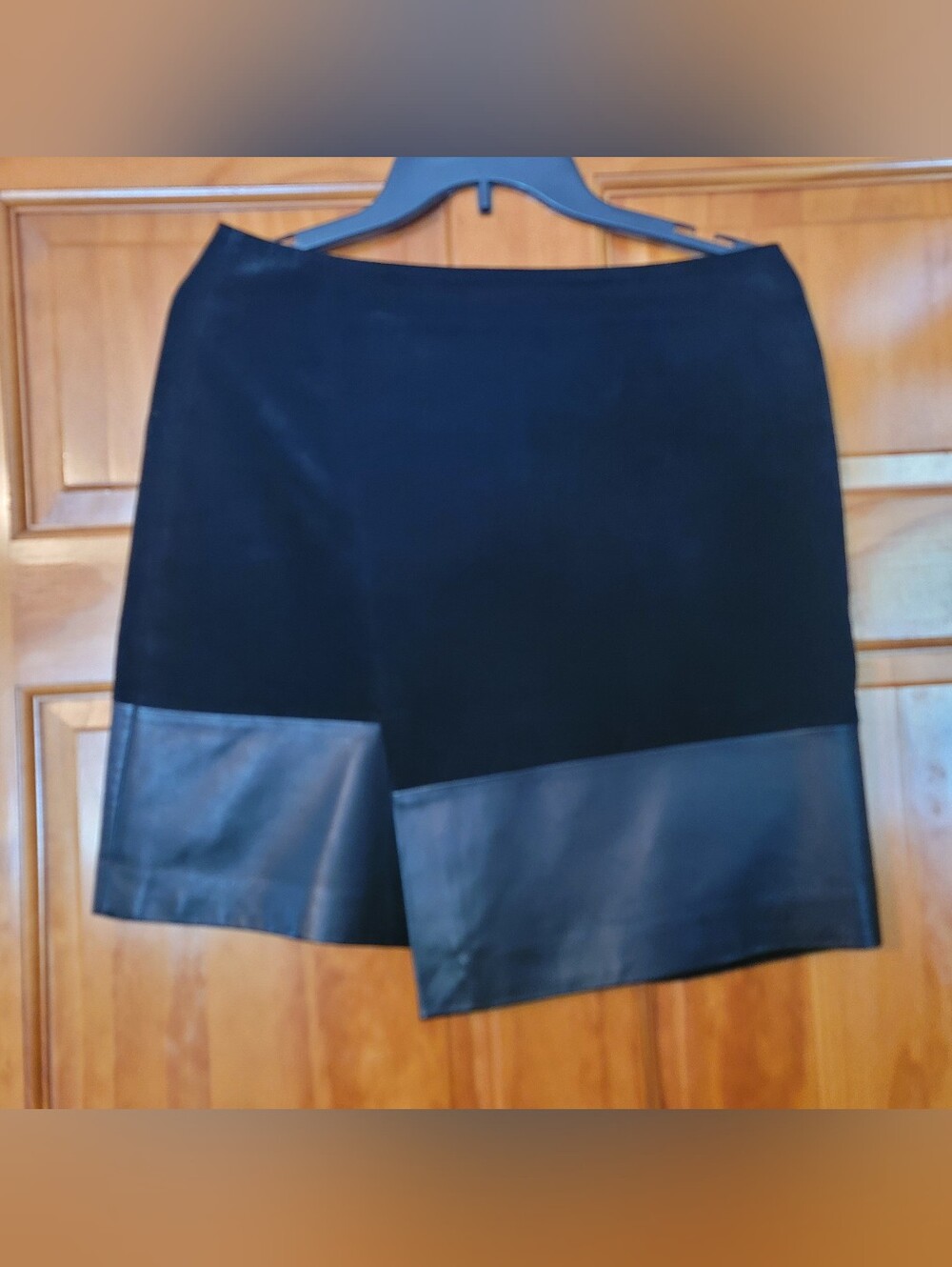 HALLHUBER Black Suede Leather Lined Womens Mini Skirt FR 38 US 6